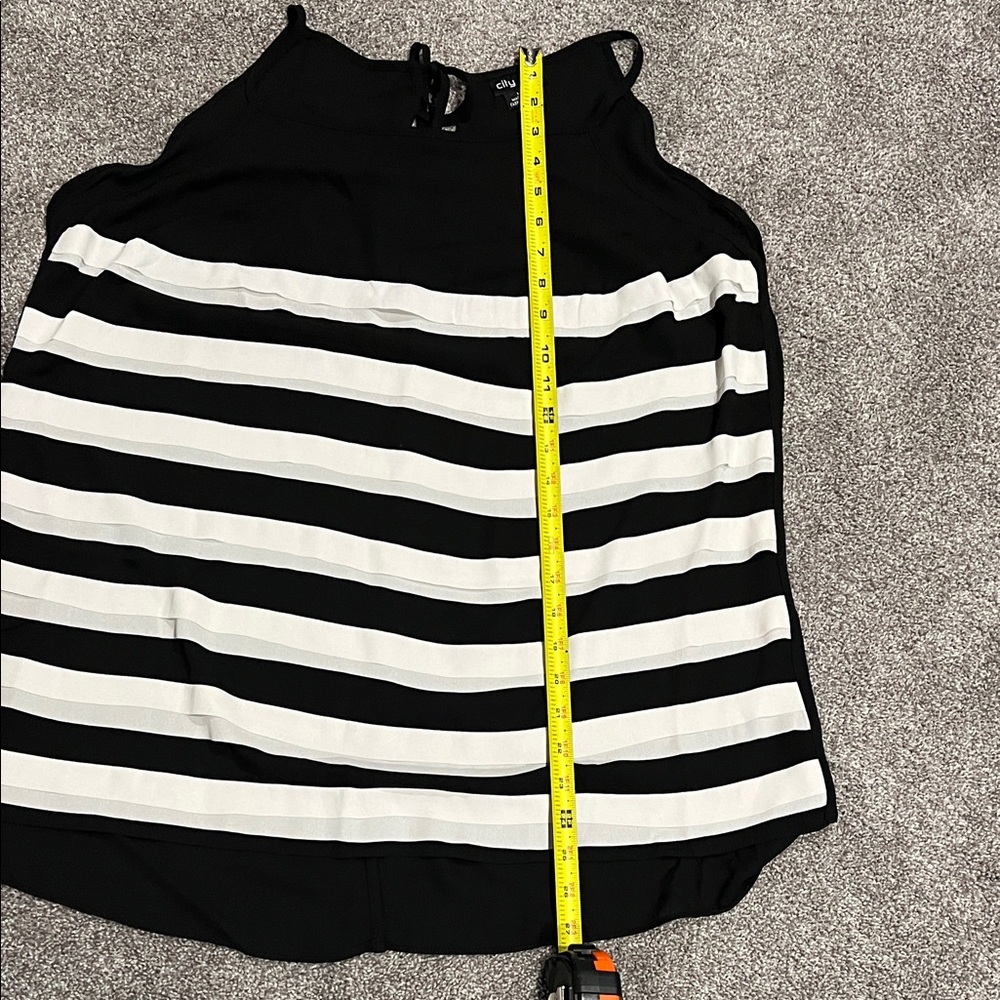 City Chic Black and White Striped Blouse - Picture 8 of 11